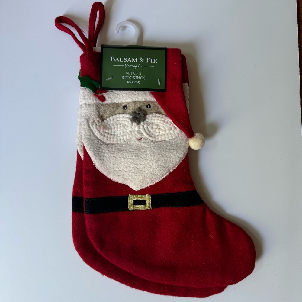 Set of 2 - Red Santa felt stockings
